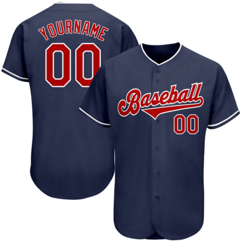 navy_0058 Custom Navy Red-White Authentic Baseball Jersey