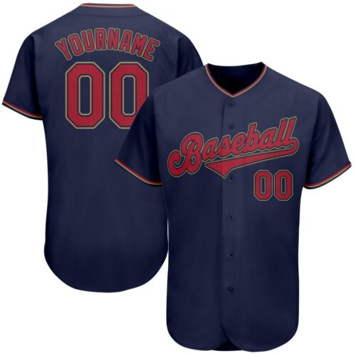 navy_0078 Custom Navy Red-Old Gold Authentic Baseball Jersey