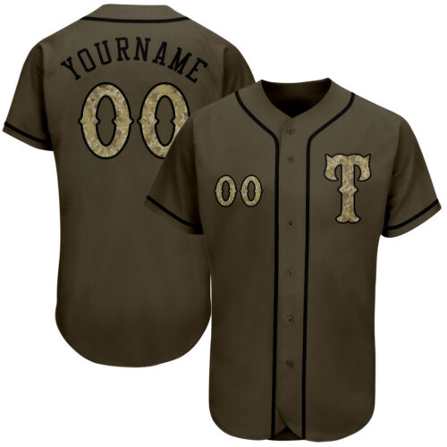 olive_0011 Custom Olive Camo-Black Authentic Salute To Service Baseball Jersey