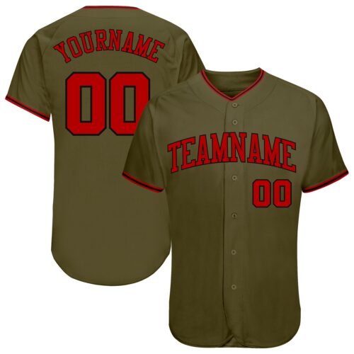 olive_0051 Custom Olive Red-Black Authentic Salute To Service Baseball Jersey
