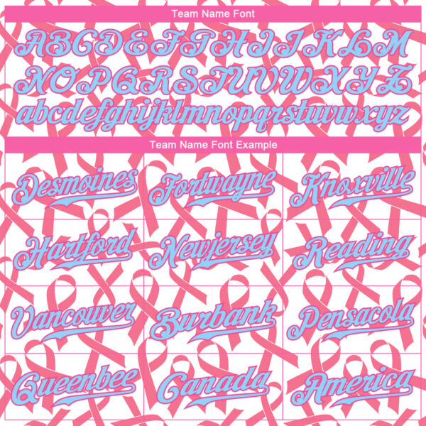 Custom Pink Light Blue-Pink 3D Pattern Design Breast Cancer Authentic Baseball Jersey