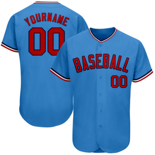 powder_blue_0028 Custom Powder Blue Red-Navy Authentic Baseball Jersey