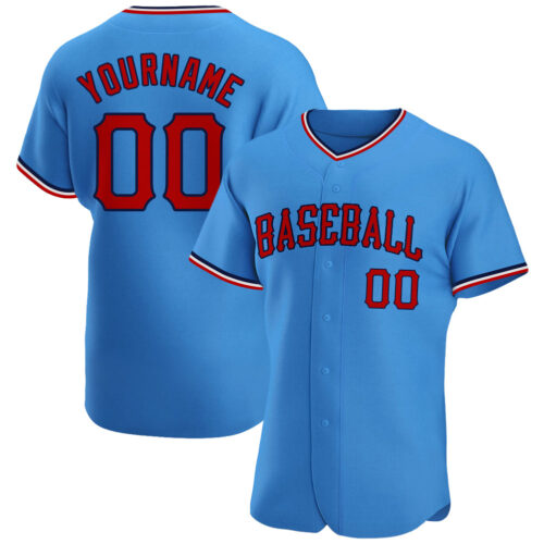 powder_blue_0039 Custom Powder Blue Red-Navy Authentic Baseball Jersey