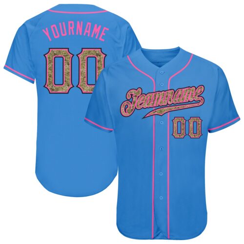 powder_blue_0064 Custom Powder Blue Camo-Pink Authentic Baseball Jersey