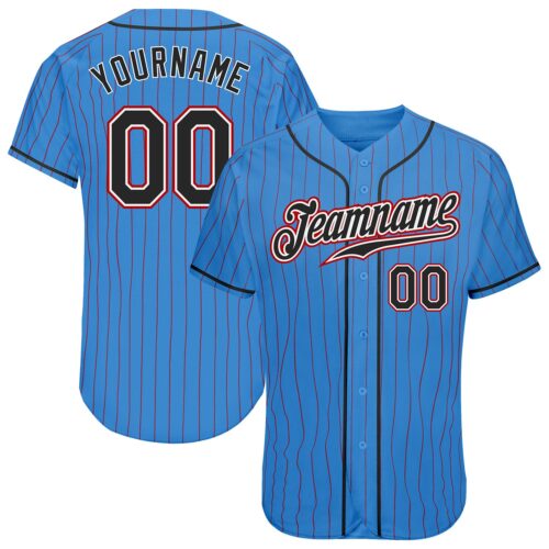 powder_blue_0073 Custom Powder Blue Red Pinstripe Black-White Authentic Baseball Jersey