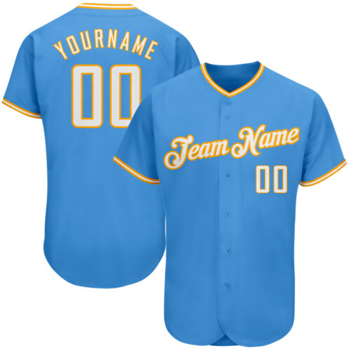 powder_blue_0076 Custom Powder Blue White-Gold Authentic Baseball Jersey