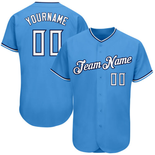 powder_blue_0077 Custom Powder Blue White-Navy Authentic Baseball Jersey