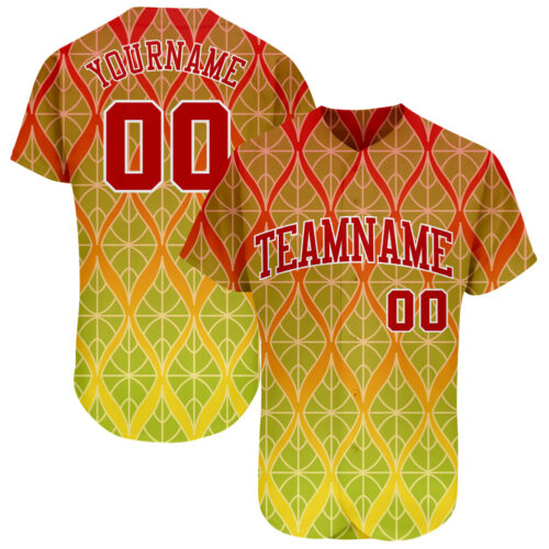 red_0401 Custom Red Red-White 3D Pattern Design Authentic Baseball Jersey
