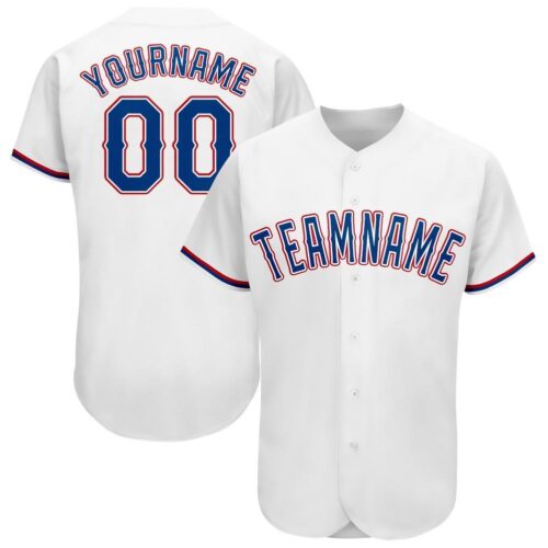 texas_0001 Custom White Royal-Red Baseball Jersey
