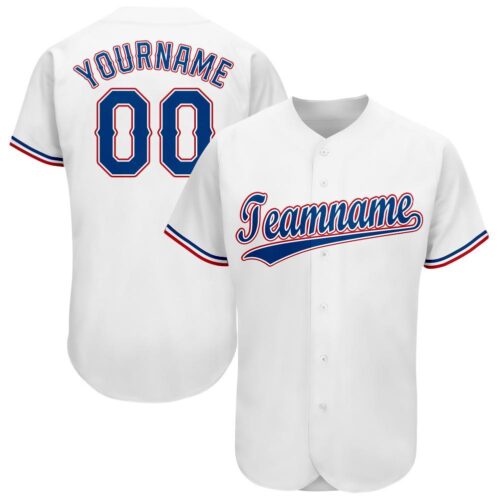 texas_0005 Custom White Royal-Red Baseball Jersey