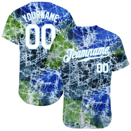 tie_dye0004 Custom Tie Dye White-Light Blue 3D Authentic Baseball Jersey