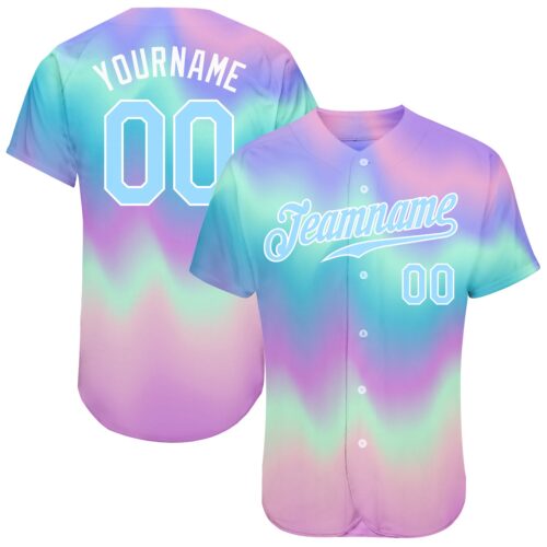 tie_dye0005 Custom Tie Dye Light Blue-White 3D Authentic Baseball Jersey