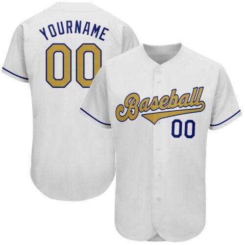 white_0069 Custom White Old Gold-Royal Authentic Baseball Jersey