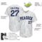 Custom White Navy Pinstripe Navy-Gray Authentic Baseball Jersey