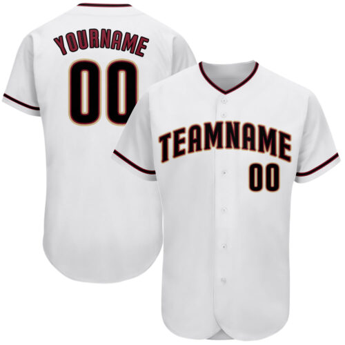 white_0111 Custom White Black-Crimson Authentic Baseball Jersey
