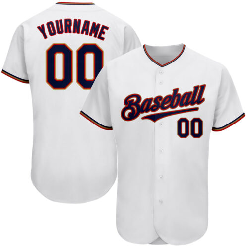 white_0161 Custom White Navy-Red Authentic Baseball Jersey