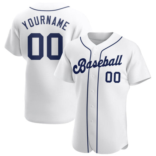white_0288 Custom White Navy Authentic Baseball Jersey