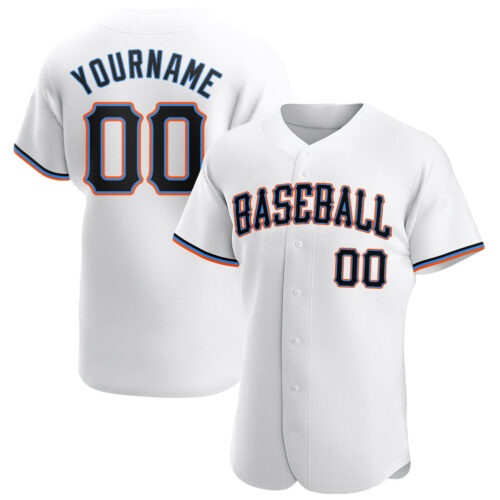 white_0290 Custom White Black-Powder Blue Authentic Baseball Jersey