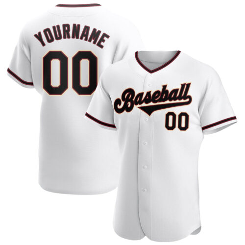 white_0296 Custom White Black-Crimson Authentic Baseball Jersey