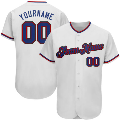 white_0418 Custom White Royal-Red Authentic Baseball Jersey