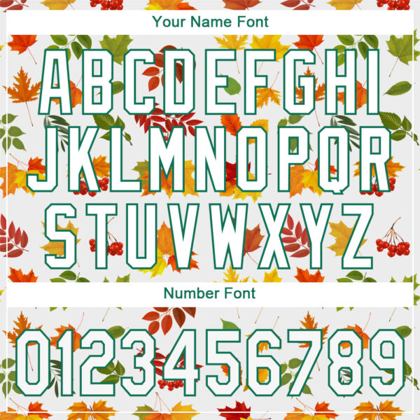 Custom White White-Kelly Green 3D Pattern Design Autumn Leaves Authentic Baseball Jersey