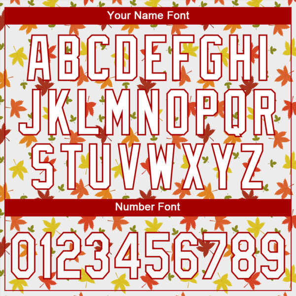 Custom White White-Red 3D Pattern Design Autumn Leaves Authentic Baseball Jersey