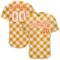 Custom White White-Orange 3D Pattern Design Orange Plaid Authentic Baseball Jersey