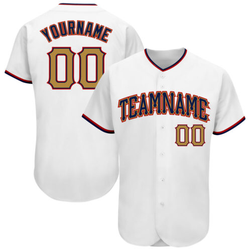 white_0846 Custom White Old Gold-Navy Authentic Baseball Jersey